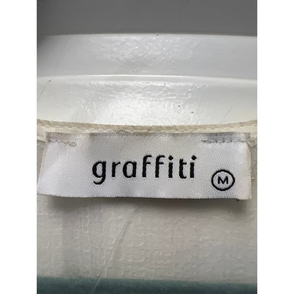 Graffiti Women’s Short Ruffled‎ Sleeves Tiered Dress Size M White Smocked Waist - Picture 2 of 3